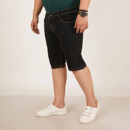 Kagad Jeans Mens Plus Size Loose Fit Black Color Denim Short - Style Code "KGDST-406078
