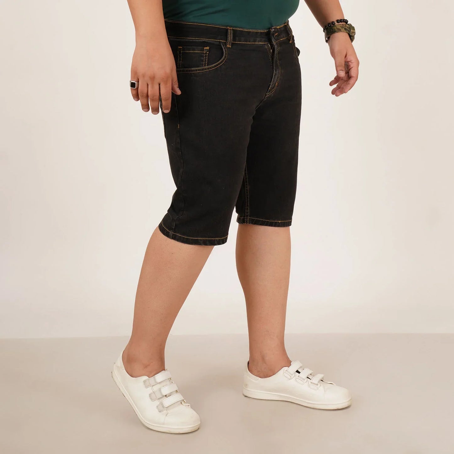 Kagad Jeans Mens Plus Size Loose Fit Black Color Denim Short - Style Code "KGDST-406078