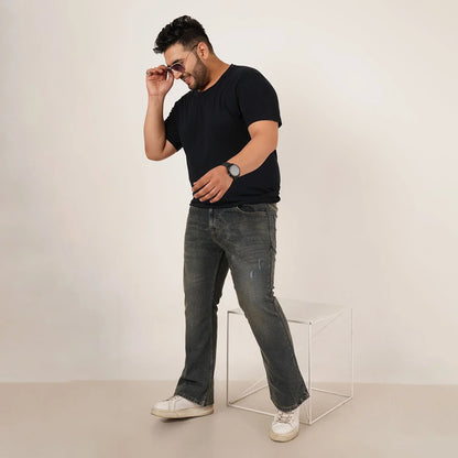Kagad Jeans Mens Plus Size Boot Fit Dark Faded Blue Tint Color Denim Jeans - Style Code "KGDJN-406025