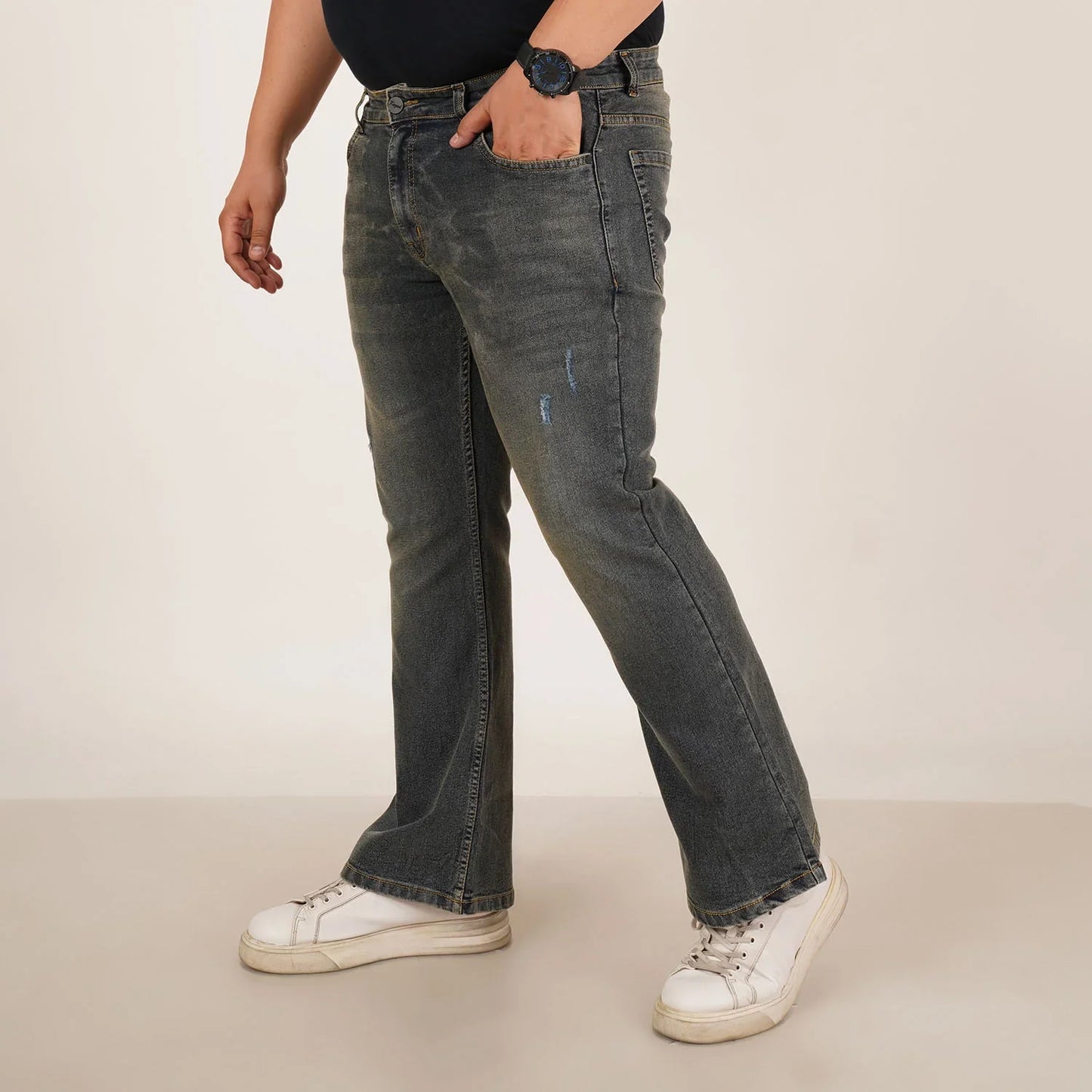 Kagad Jeans Mens Plus Size Boot Fit Dark Faded Blue Tint Color Denim Jeans - Style Code "KGDJN-406025