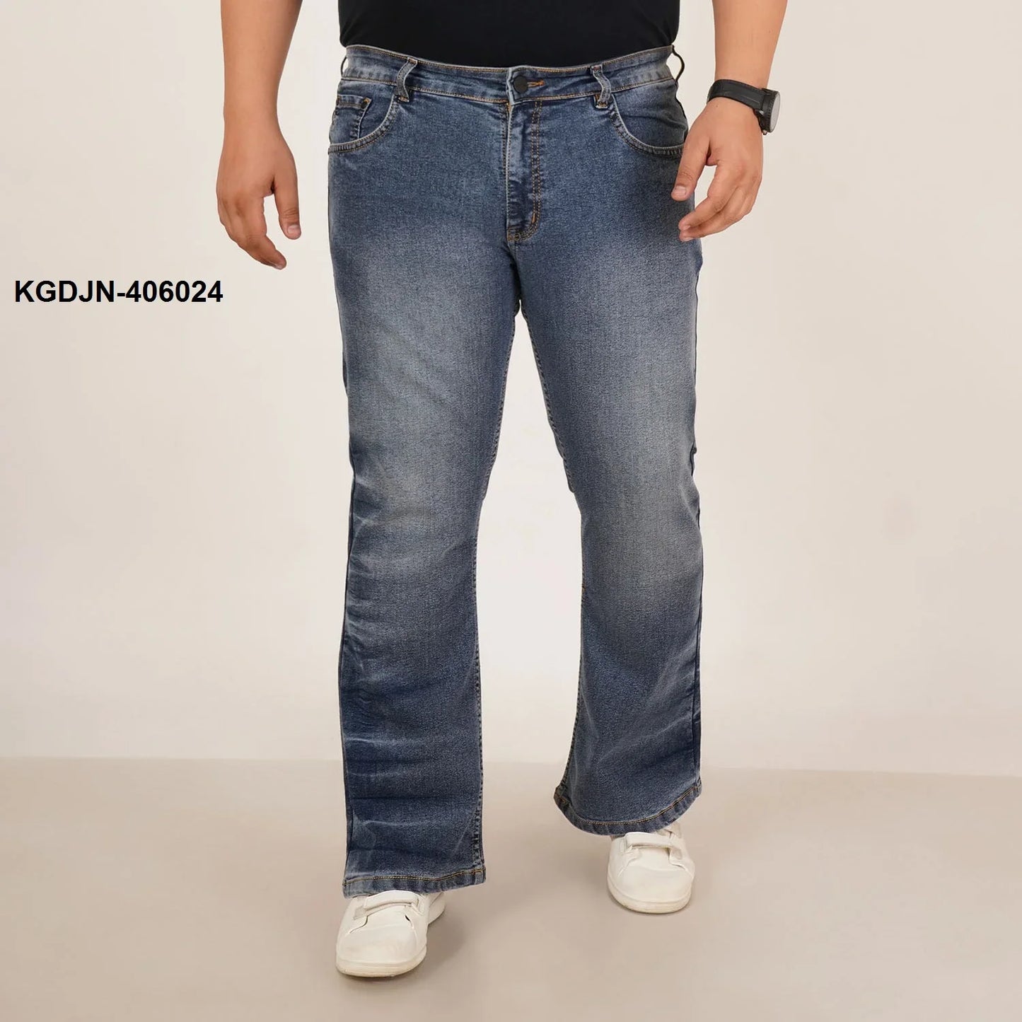 Kagad Jeans Mens Plus Size Boot Fit Stone Washed Blue Color Denim Jeans - Style Code "KGDJN-406024