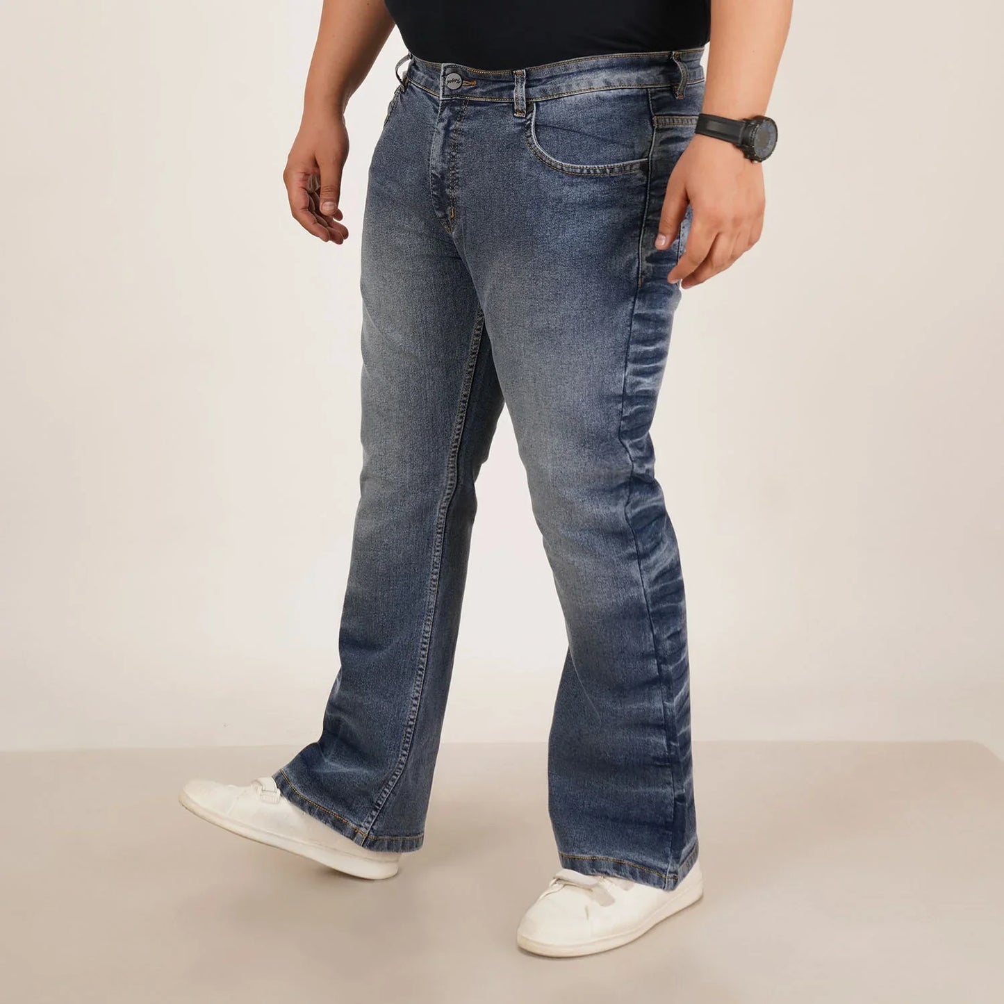 Kagad Jeans Mens Plus Size Boot Fit Stone Washed Blue Color Denim Jeans - Style Code "KGDJN-406024