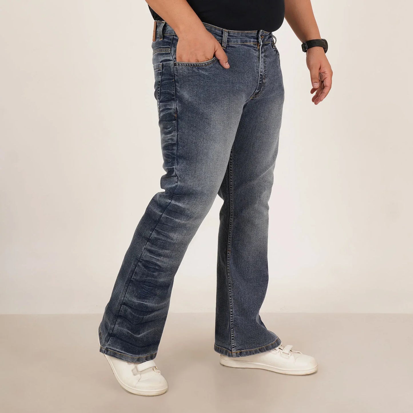 Kagad Jeans Mens Plus Size Boot Fit Stone Washed Blue Color Denim Jeans - Style Code "KGDJN-406024
