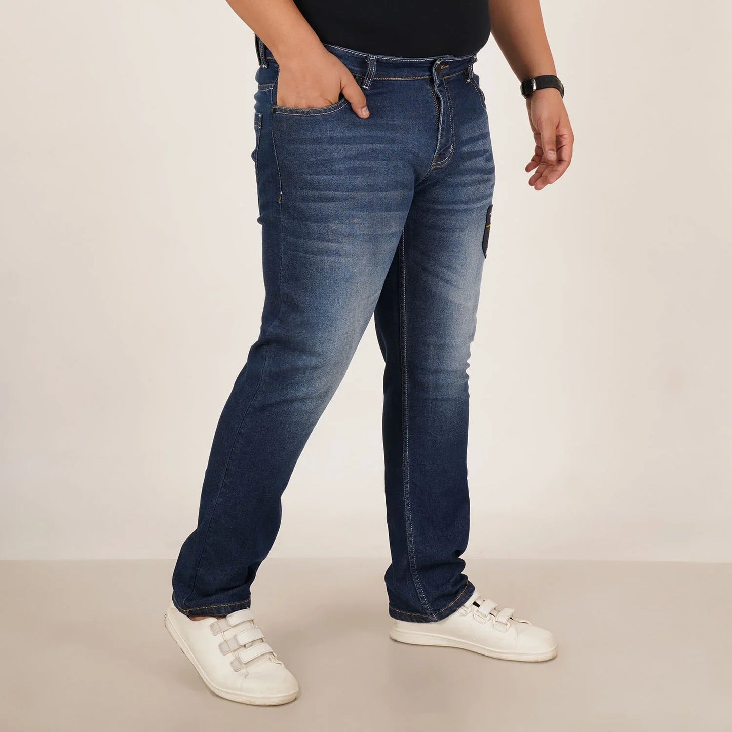 Kagad Jeans Mens Plus Size Regular Fit Mid Night Blue Color Denim Jeans - Style Code "KGDJN-406041