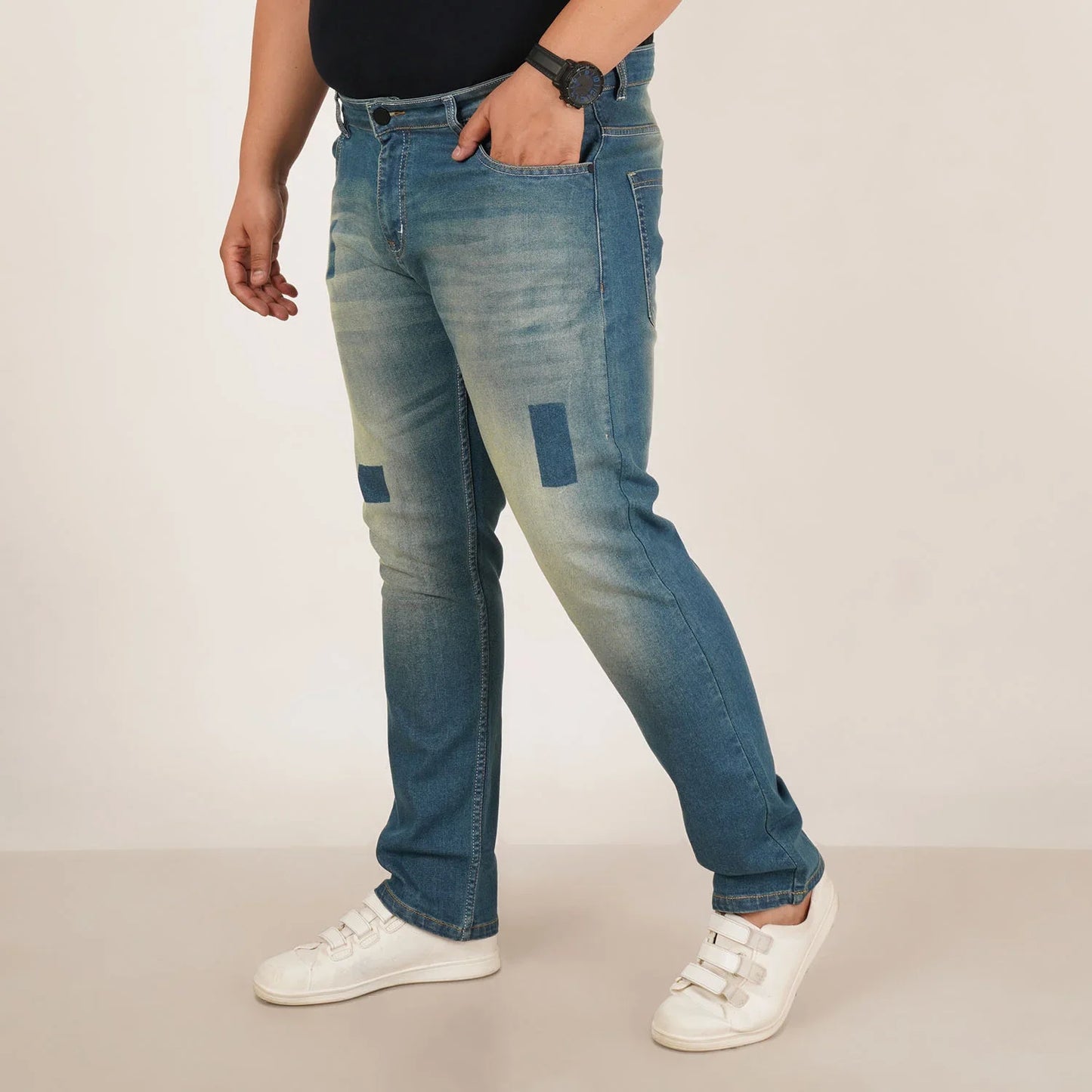 Kagad Jeans Mens Plus Size Regular Fit Ocrean Blue Color Denim Jeans - Style Code "KGDJN-406040