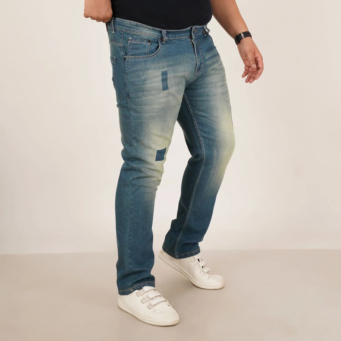 Kagad Jeans Mens Plus Size Regular Fit Ocrean Blue Color Denim Jeans - Style Code "KGDJN-406040