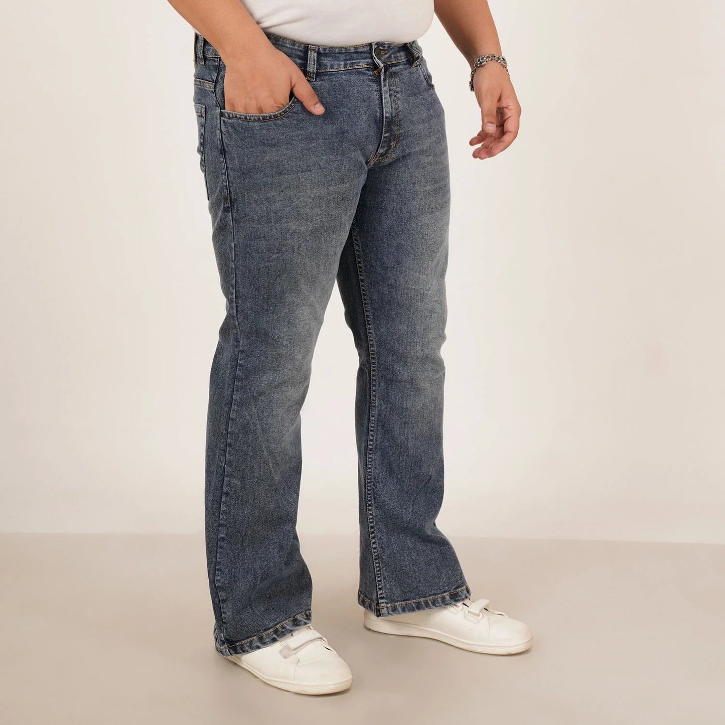 Kagad Jeans Mens Plus Size Boot Fit Aged Indigo Blue Color Denim Jeans - Style Code "KGDJN-406020